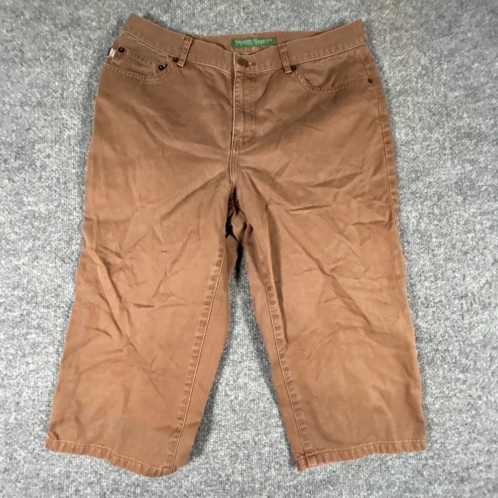 Lauren Ralph Lauren Capri Pants Womens Size 10P Brown Denim Casual Straight